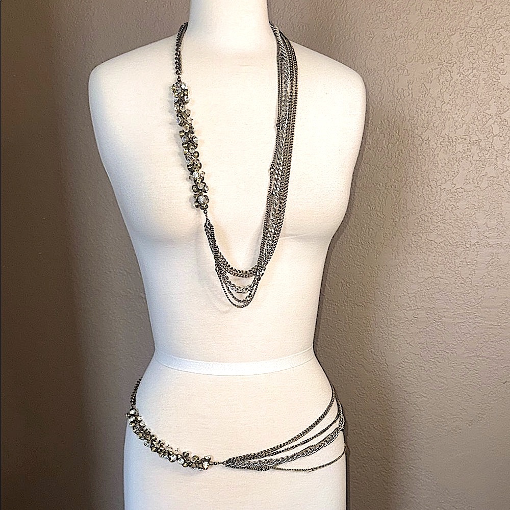 Chico's Metal Layered Necklace (or Belt) with Asymmetrical Design